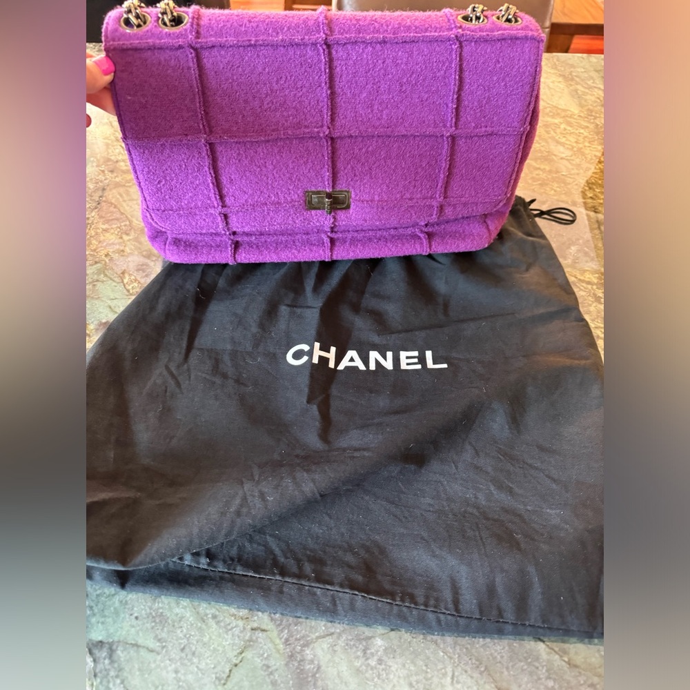 Chanel 2.55 wool shoulder & crossbody bag | Very good condition | Purple, Wool
